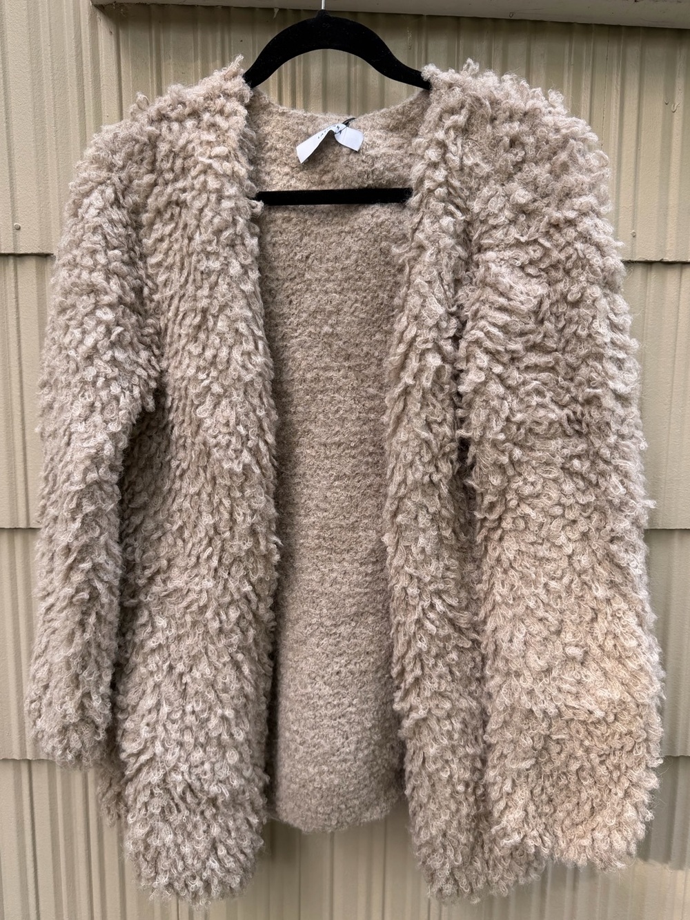 NWT La Tierra Alpaca Medusa boucle knit teddy bear open cardigan